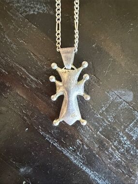 Artisan Silver Cross Pendant Necklace with Dome Accents